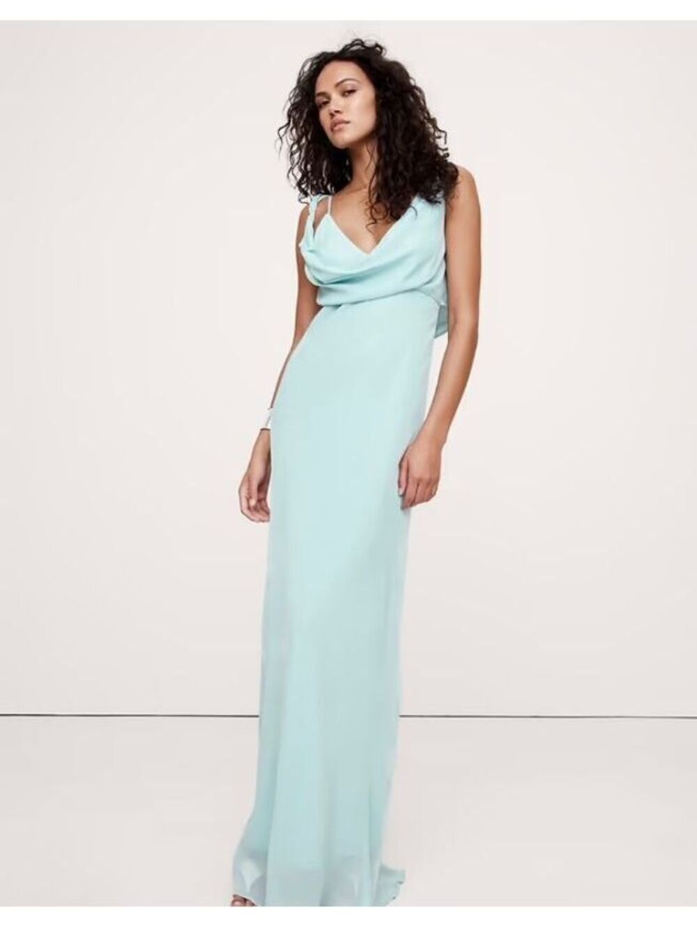 Banana Republic Twisted Shoulder Maxi Dress Bali Blue pastel party formal 4